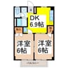 ファミールひまわりＢ 2DKの間取り