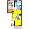 エステート中島　南館 1LDKの間取り