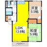 フレグランス桃I 2LDKの間取り
