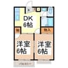 パティオ桜 2DKの間取り