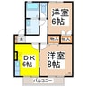 エバンスタウンコスモA 2DKの間取り