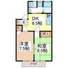 ラ・プランタ原 2DKの間取り