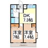ラ・セゾンＯＢ１ 2DKの間取り