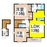 信越本線/篠ノ井駅 徒歩14分 2階 築21年 2LDKの間取り