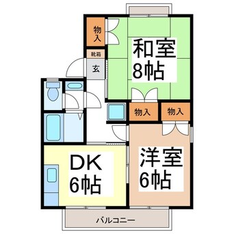間取図 信越本線/川中島駅 徒歩21分 2階 築34年