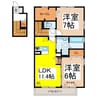 サンフローラＫ 2LDKの間取り