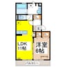 レグラス稲里Ｆ 1LDKの間取り