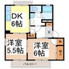 ベルハイツ市川 2DKの間取り