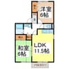 エル・プラド21Ａ棟 2LDKの間取り