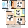 クレセール越野Ｂ 3DKの間取り