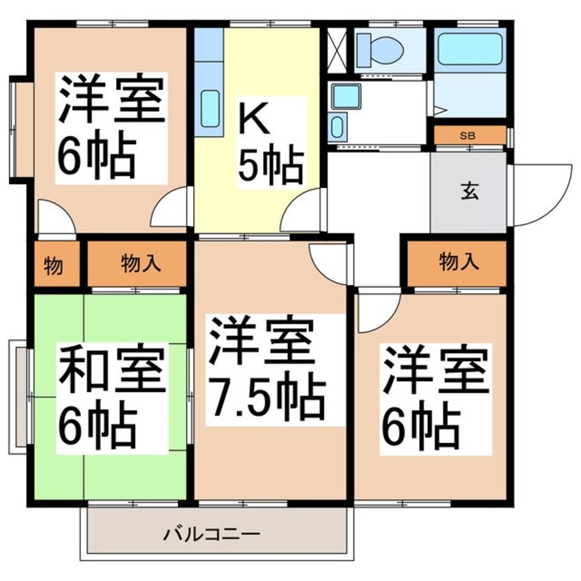 間取図 グリーンビレッジ川中島　Ｓ棟