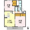 リビングタウン三本柳　Ａ 2LDKの間取り