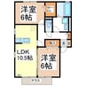 クレール三本柳Ｂ 2LDKの間取り