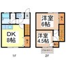 古旗アパートＡ棟 2DKの間取り