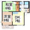 ラプラスはらＷ棟 2DKの間取り