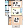 トキワハイツ稲里Ｂ 2DKの間取り