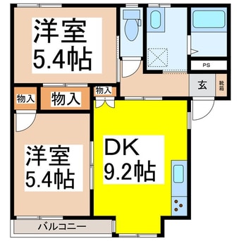 間取図 信越本線/今井駅 徒歩27分 2階 築36年