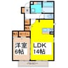 フローラKII　A 1LDKの間取り