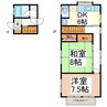 花石様貸住宅　2階 2DKの間取り