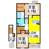 サニーレジデンスII 2LDKの間取り