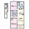 ラヴィエベール 2LDKの間取り