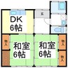 丸山アパート平屋（御幣川） 2DKの間取り