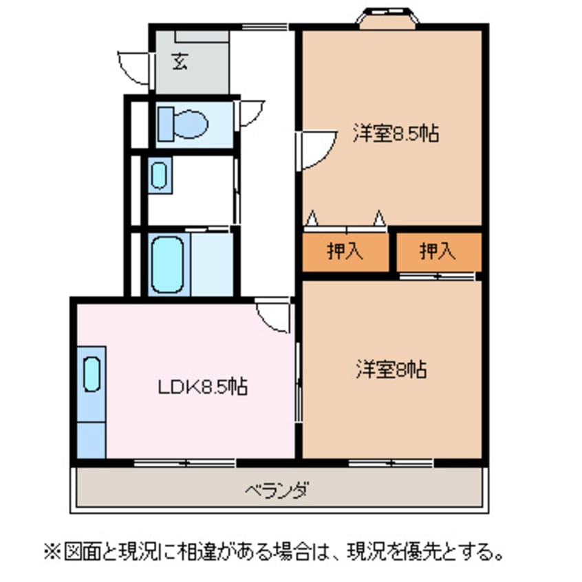 間取図 篠ノ井線/平田駅 徒歩24分 2階 築26年