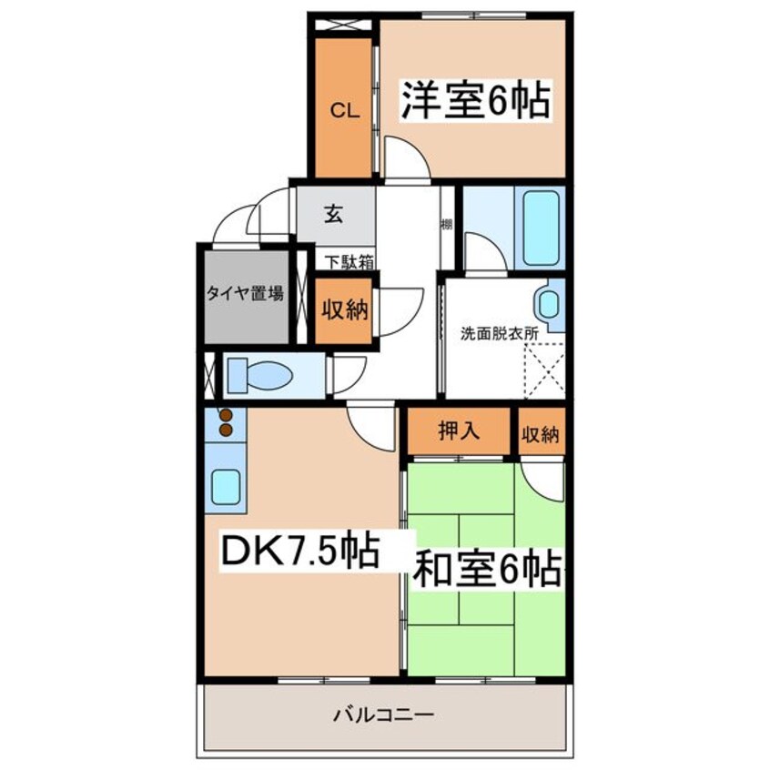 間取図 アルピコ交通上高地線/渚駅 徒歩12分 2階 築21年