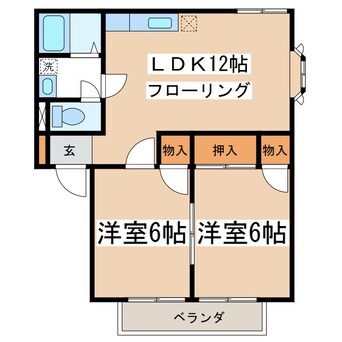 間取図 篠ノ井線/松本駅 バス8分西筑摩下車:停歩5分 1階 築30年