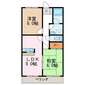 間取図 篠ノ井線/松本駅 バス10分西筑摩下車:停歩4分 2階 築28年