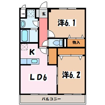 間取図 篠ノ井線/松本駅 徒歩57分 5階 築16年