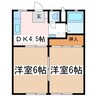 パナハイツ井川城 2DKの間取り