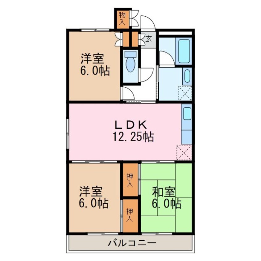 間取図 アルピコ交通上高地線/渚駅 徒歩6分 2階 築26年