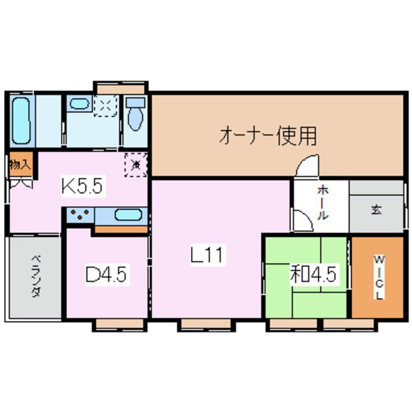 間取図 三才山線/中原町 2階 築52年