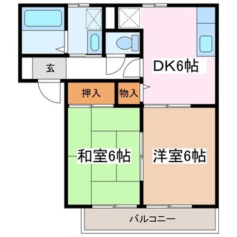 間取図 篠ノ井線/村井駅 徒歩8分 1階 築22年