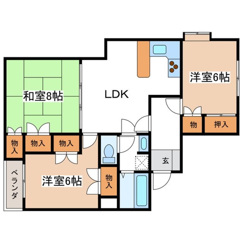 間取図 篠ノ井線/松本駅 徒歩5分 3階 築33年