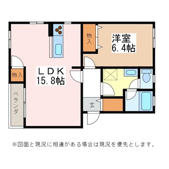 間取図 篠ノ井線/松本駅 徒歩33分 3階 築45年