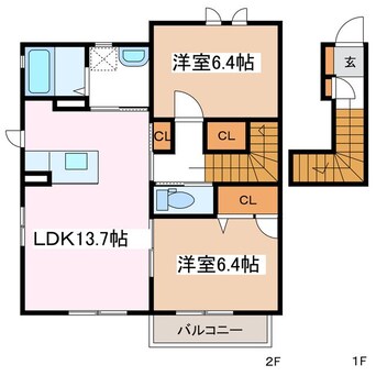 間取図 大糸線/北松本駅 徒歩40分 2階 築15年