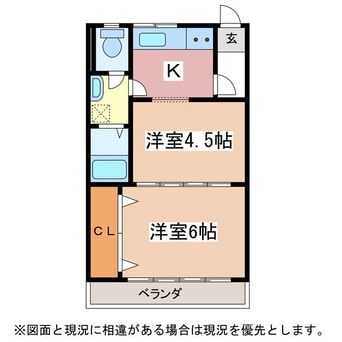 間取図 篠ノ井線/松本駅 徒歩7分 1階 築38年