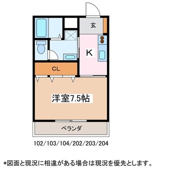 間取図 大糸線/島高松駅 徒歩3分 2階 築24年