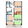 リンピアルネッサ 2DKの間取り