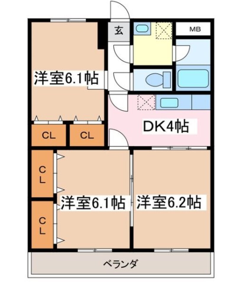 間取図 篠ノ井線/平田駅 徒歩21分 2階 築17年