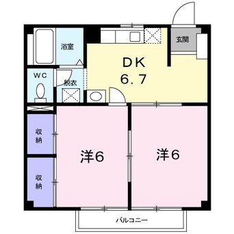 間取図 篠ノ井線/松本駅 バス20分西荒町下車:停歩5分 2階 築27年