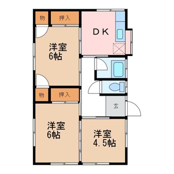 間取図 大糸線/島内駅 徒歩7分 1階 築45年