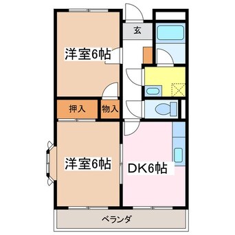 間取図 篠ノ井線/松本駅 徒歩22分 1階 築29年