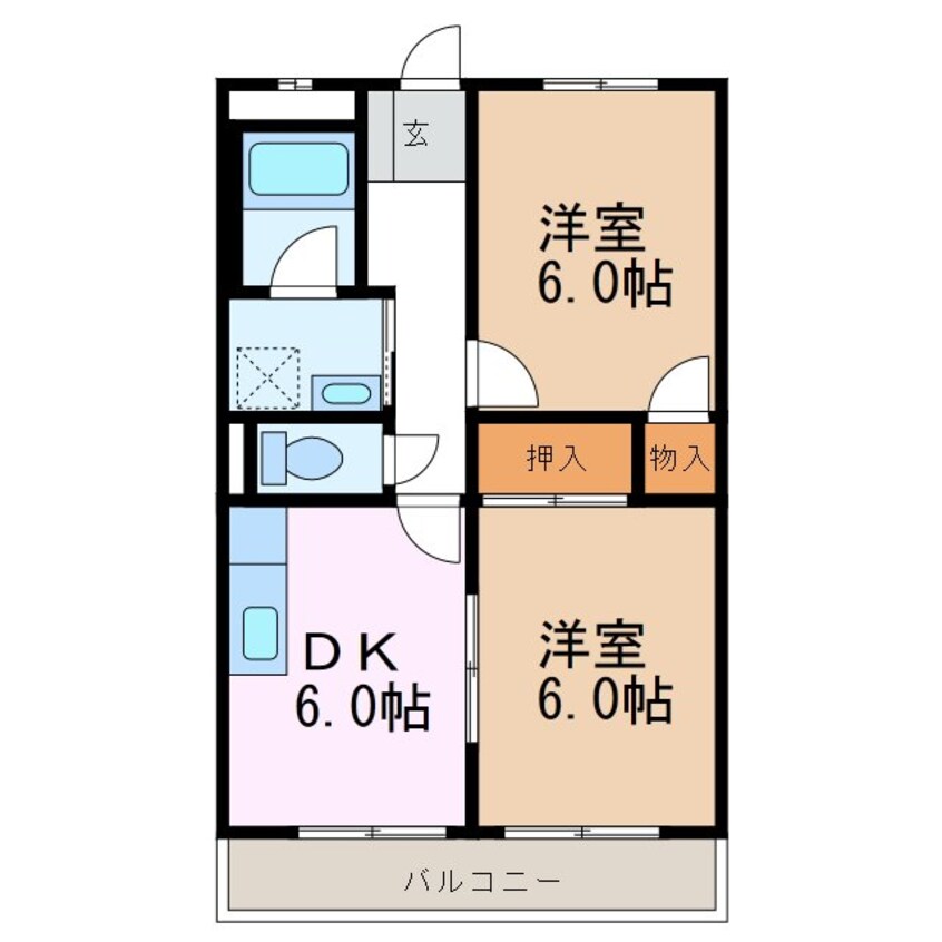 間取図 大糸線/島高松駅 徒歩8分 2階 築22年