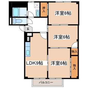 間取図 篠ノ井線/松本駅 バス15分西荒町下車:停歩4分 1階 築26年