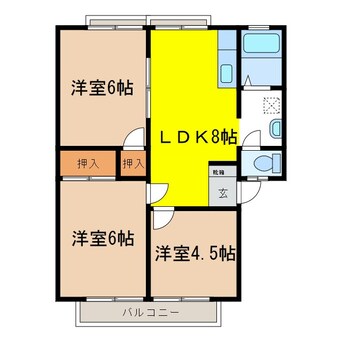 間取図 篠ノ井線/村井駅 徒歩8分 1階 築36年