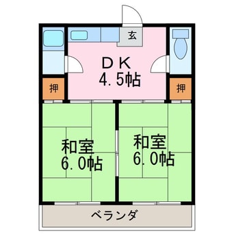 間取図 篠ノ井線/松本駅 徒歩15分 1階 築34年