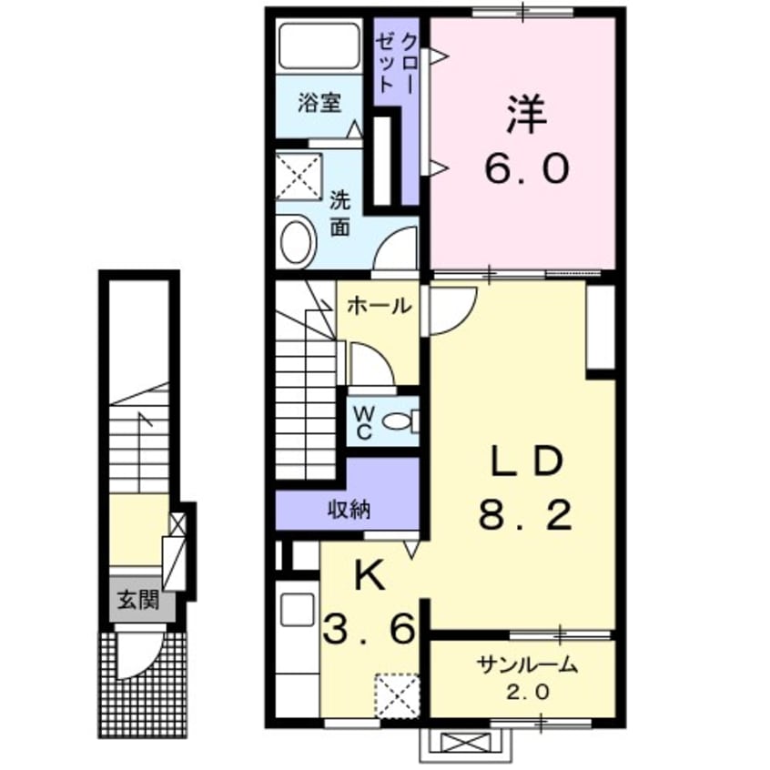 間取図 篠ノ井線/松本駅 徒歩37分 2階 築6年